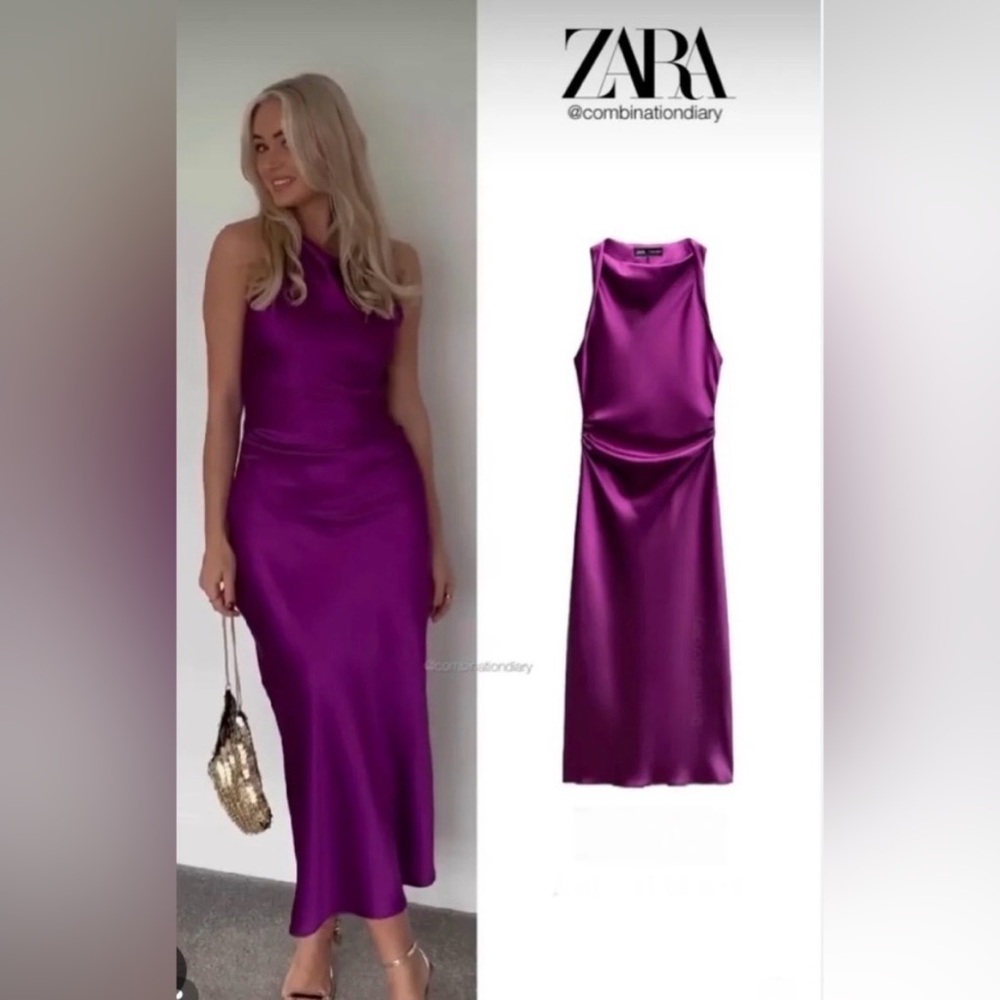 Zara satin Festive Days midi cocktail dress sz XL